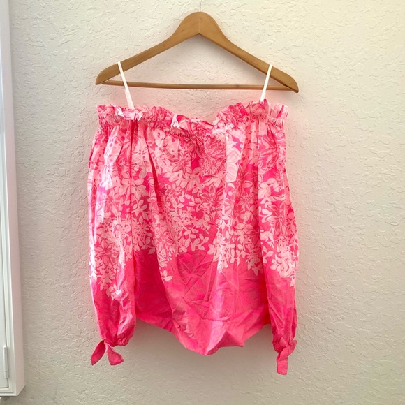 Lilly Pulitzer Jamielynn Off-Shoulder Roxie Pink Top - Picture 6 of 12